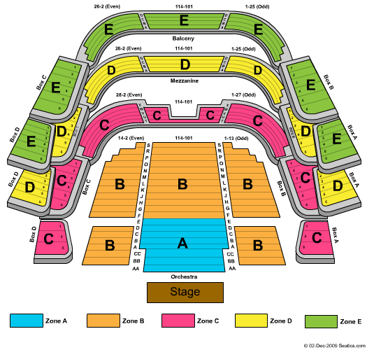 Ferguson Hall - The Straz Center End Stage Zone Seating Chart